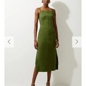 Cotton Sateen Utility Woven Column Midi Dress